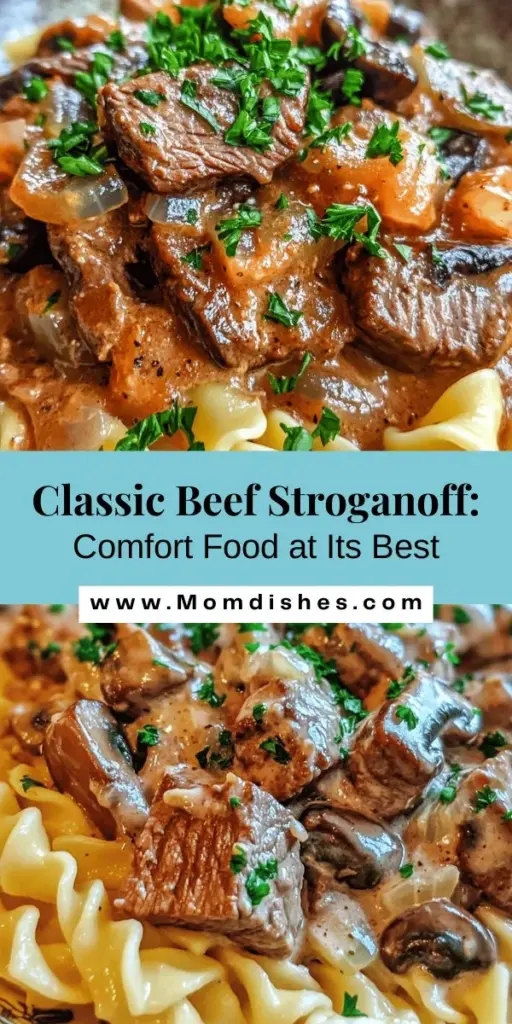 Discover the comforting flavors of Classic Beef Stroganoff, a recipe that brings warmth to any occasion. With tender beef, earthy mushrooms, and a creamy sauce, this dish is perfect for family dinners or elegant gatherings. Learn about its historical origins, key ingredients, and simple preparation steps that make it accessible for all cooks. Elevate your meals with this rich, satisfying recipe that never fails to impress. Perfect served over egg noodles or rice, it's a true classic!