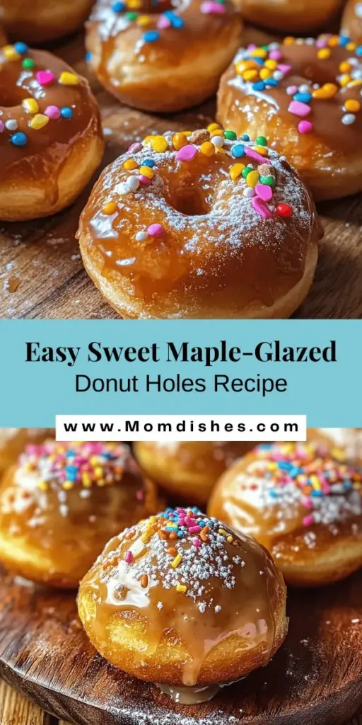 Satisfy your sweet cravings with these easy sweet maple-glazed donut holes! Perfect for breakfast or a delightful snack, these bite-sized treats are quick to make and even more fun to share. Impress friends and family with rich flavors and a warm, inviting aroma. With simple ingredients, you'll enjoy a homemade treat that's both delicious and guilt-free. Get the recipe and start baking today! #DonutHoles #MapleGlaze #Baking #HomemadeTreats #SweetTooth #DessertIdeas