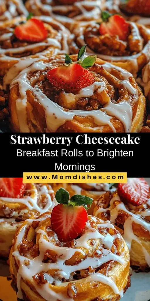 Start your day with a sweet twist on breakfast! These Strawberry Cheesecake Breakfast Rolls combine the creamy delight of cheesecake with fresh strawberries in a fluffy roll. Perfect for brunch gatherings or special occasions, they're sure to become a new favorite. Gather your loved ones, indulge in this delicious treat, and create memorable moments around the breakfast table. Delicious and easy to make! #BreakfastRolls #StrawberryCheesecake #HomemadeGoodness #BrunchIdeas #BakingJoy