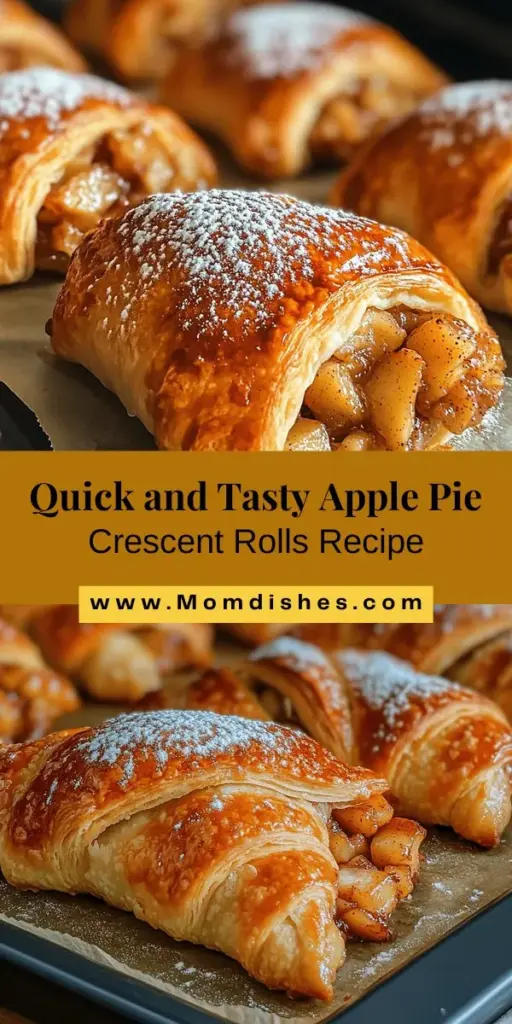 Looking for a quick and delightful dessert? Try Easy Apple Pie Crescent Rolls! This simple recipe combines flaky crescent roll dough with a delicious apple filling, perfect for any occasion. With just a few ingredients, you can impress family and friends in no time. Enjoy the warm aroma of baked apples and cinnamon as you bring this tasty treat to life. Great for gatherings or late-night cravings! #ApplePie #CrescentRolls #DessertRecipe #BakingFun #QuickTreat