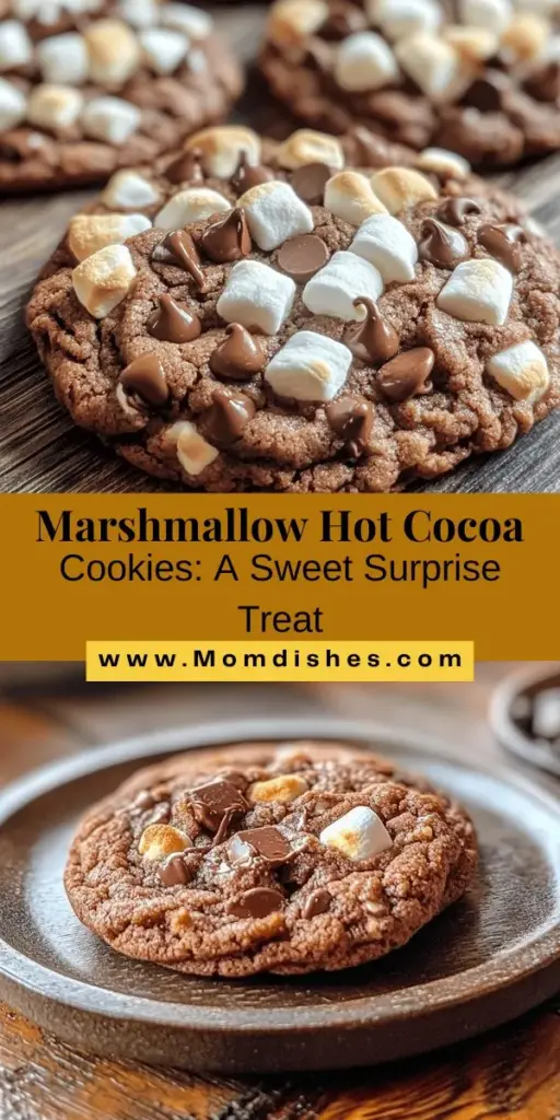 Warm up this season with a delightful treat: Marshmallow-Surprise Hot Cocoa Cookies! These cookies combine the comforting flavors of hot cocoa with gooey marshmallows in every bite, making them perfect for cozy nights by the fireplace or holiday celebrations. Easy to make and even more fun to eat, they bring joy and warmth into your kitchen. Bake a batch to share and create sweet memories! #Cookies #Baking #HolidayTreats #HotCocoa #Desserts #CozyVibes #Yum