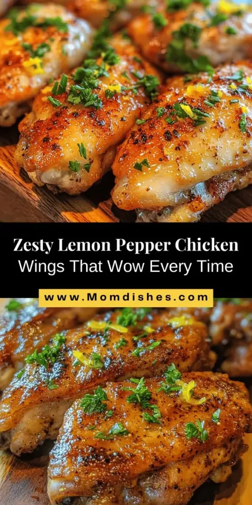 Spice up your next gathering with these Zesty Lemon Pepper Chicken Wings! This simple recipe combines the bright flavors of fresh lemon zest and juice with a kick of black pepper for a deliciously crispy and flavorful dish. Perfect for game nights or summer barbecues, these wings are a crowd-pleaser. Serve with your favorite dipping sauces for an irresistible treat. Try this easy recipe today! #ChickenWings #LemonPepper #GameDayEats #EasyRecipes #YummyFood #ComfortFood