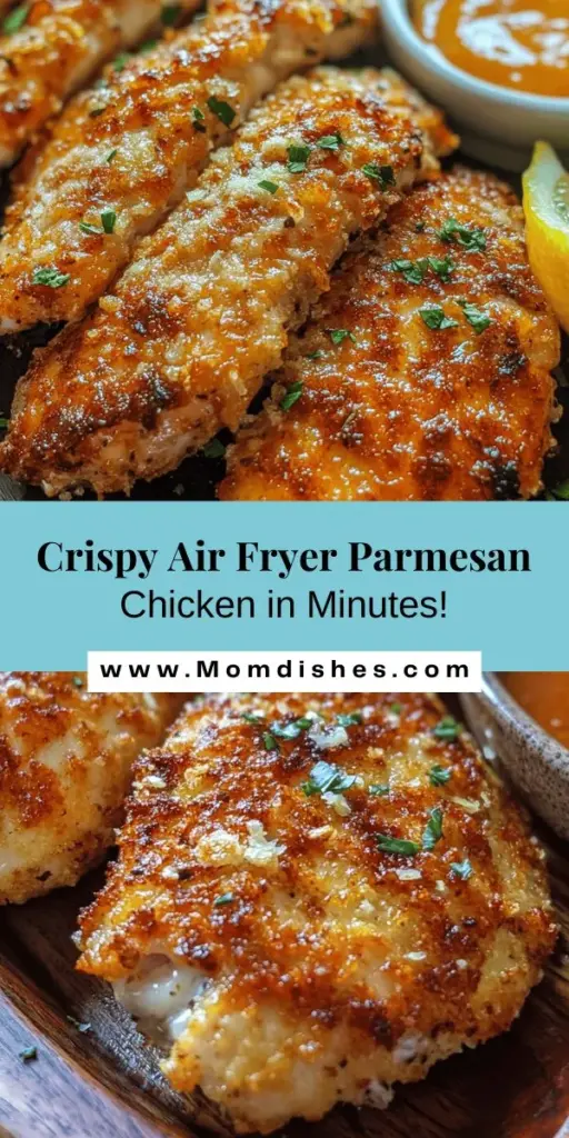 Discover the delicious simplicity of Quick and Crispy Air Fryer Parmesan Chicken! This recipe elevates your weeknight dinners with perfectly golden-brown chicken that’s juicy on the inside and crispy on the outside. Made with boneless chicken breasts, grated Parmesan cheese, and panko breadcrumbs, it offers a satisfying crunch without the guilt of traditional frying. Enjoy a healthier, flavorful meal that’s easy to make and sure to please the whole family!
