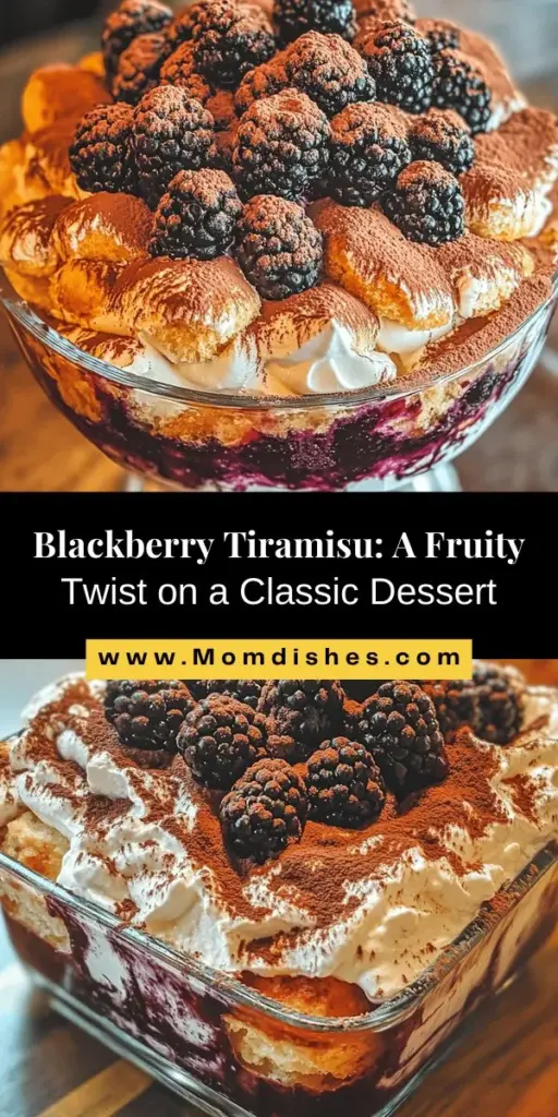 Discover a delightful twist on the classic Italian dessert with this blackberry tiramisu recipe. Combining rich mascarpone cheese and coffee-soaked ladyfingers with the sweet-tart burst of fresh blackberries, this refreshing take is perfect for any occasion, whether it's a summer picnic or a cozy dinner party. Easy to make, visually stunning, and absolutely delicious, this dessert will impress your friends and family. Try it out! #BlackberryTiramisu #DessertRecipes #ItalianCuisine #BakingLove #SeasonalFruits #EasyDesserts #Tiramisu