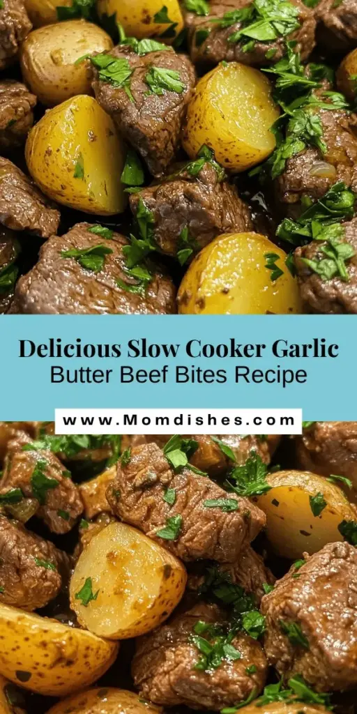 Cozy up with a bowl of Slow Cooker Garlic Butter Beef Bites & Potatoes, a delicious dish that practically cooks itself! This recipe features tender beef, creamy baby potatoes, and a rich garlic butter sauce that melds perfectly for a comforting family meal. Ideal for busy nights or gatherings, it’s flavor-packed and easy to prepare. Get ready for a culinary hug in every bite! #SlowCooker #BeefBites #ComfortFood #GarlicButter #EasyMeals #CookingAtHome