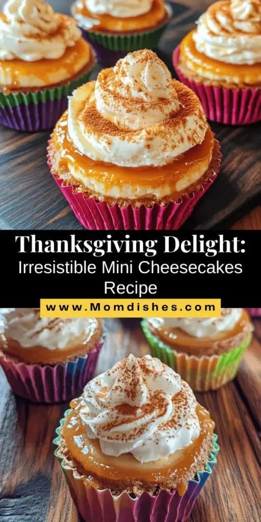 Create unforgettable memories this Thanksgiving with these delightful Thanksgiving Delight Mini Cheesecakes! These bite-sized treats combine creamy pumpkin cheesecake with the perfect graham cracker crust, making for an elegant and seasonal dessert. Perfect for sharing without the guilt of overindulging, they’ll be a hit with everyone at your table. Enjoy the flavors of fall in individual portions that look as good as they taste! #ThanksgivingDessert #MiniCheesecakes #PumpkinSpice #HolidayBaking #DessertRecipe