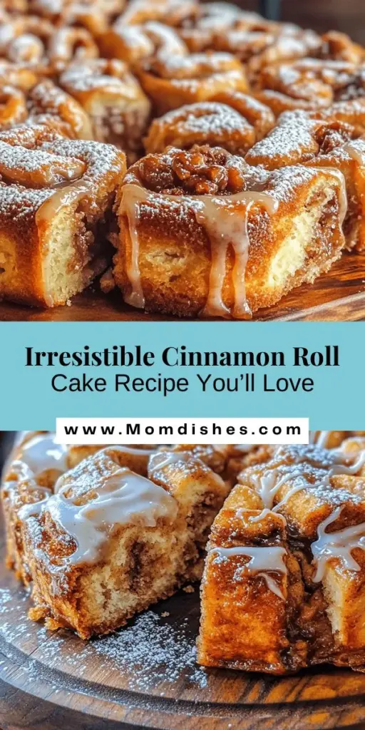 Indulge in the best of both worlds with this Cinnamon Roll Cake recipe, a delightful twist on a classic favorite! Perfect for brunch or dessert, this moist cake features a rich cinnamon swirl and a sweet glaze that will satisfy your sweet cravings. Learn how to make it easily at home with step-by-step instructions and tips for customization. Treat yourself and your loved ones to this comforting dessert! #CinnamonRollCake #DessertRecipes #BakingJoy #SweetTreats #BrunchIdeas