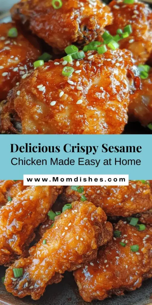 Discover how to make Easy Homemade Crispy Sesame Chicken that’s healthier and tastier than takeout! This simple recipe combines juicy chicken with a crunchy coating and a deliciously sweet-savory sauce made from soy sauce, honey, and sesame oil. Perfect for busy weeknights or impressing guests, this dish is customizable and full of flavor. Try it today and elevate your home cooking game! #SesameChicken #HomemadeRecipes #CookingAtHome #HealthyEating #FoodLovers #DinnerIdeas