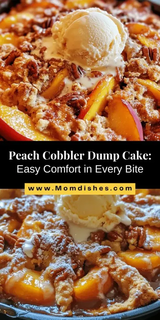 Discover the joy of nostalgia with Peach Cobbler Dump Cake Delight, a modern take on a classic dessert! This simple recipe blends juicy peaches with a buttery cake topping, creating a warm and gooey treat that's perfect for any occasion. With minimal prep time and a handful of ingredients, it's a crowd-pleaser for family gatherings or cozy nights in. Try this easy dessert that evokes summer vibes and delightful memories! #PeachCobbler #DessertRecipe #DumpCake #BakingFun #SummerDesserts