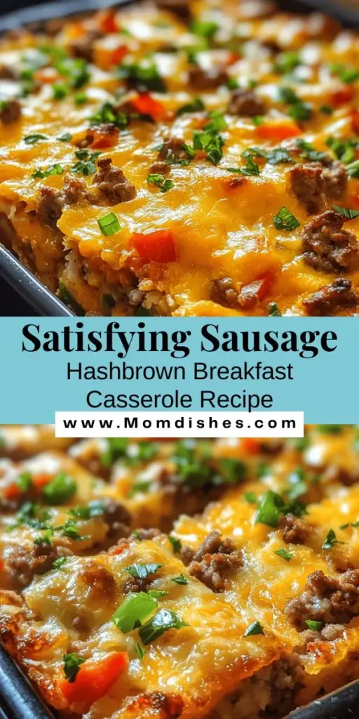 Start your day off right with a scrumptious Sausage Hashbrown Breakfast Casserole! This hearty dish combines crumbled sausage, crispy hashbrowns, and a heavenly blend of eggs and cheese, making it perfect for brunch or busy mornings. Easy to prepare and customize, it’s sure to impress even the pickiest eaters. Discover tips, variations, and serving ideas that guarantee a delightful breakfast experience. #BreakfastCasserole #BrunchIdeas #SausageHashbrown #ComfortFood #EasyRecipes #HeartyBreakfast