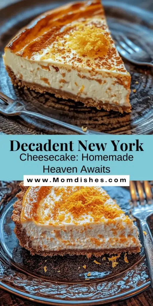 Create your own Heavenly New York Cheesecake at home with this delicious recipe! Experience the rich, creamy texture that makes this dessert iconic. Learn about essential ingredients like cream cheese and sour cream that contribute to the cheesecake's decadence, and follow a step-by-step guide for the perfect balance of flavor and texture. Elevate your baking skills and impress friends with a dessert that's sure to be a crowd-pleaser! #NewYorkCheesecake #DessertRecipes #Baking #CheesecakeLovers #HomemadeDesserts #SweetTreats