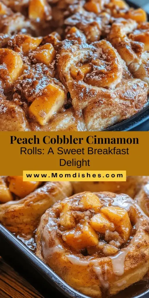 Satisfy your sweet tooth with Peach Cobbler Cinnamon Rolls—a delicious twist on two classic favorites! This easy recipe combines juicy peaches and warm cinnamon flavors, making for the perfect breakfast, brunch, or dessert. Enjoy the warm, inviting aroma as you bake these soft, fluffy rolls. Drizzled with a sweet glaze, they’re not just tasty but also a feast for the eyes. Gather your friends and family for a delightful baking experience! #Baking #CinnamonRolls #PeachCobbler #Dessert #DeliciousTreats #HomemadeGoodness #Foodie