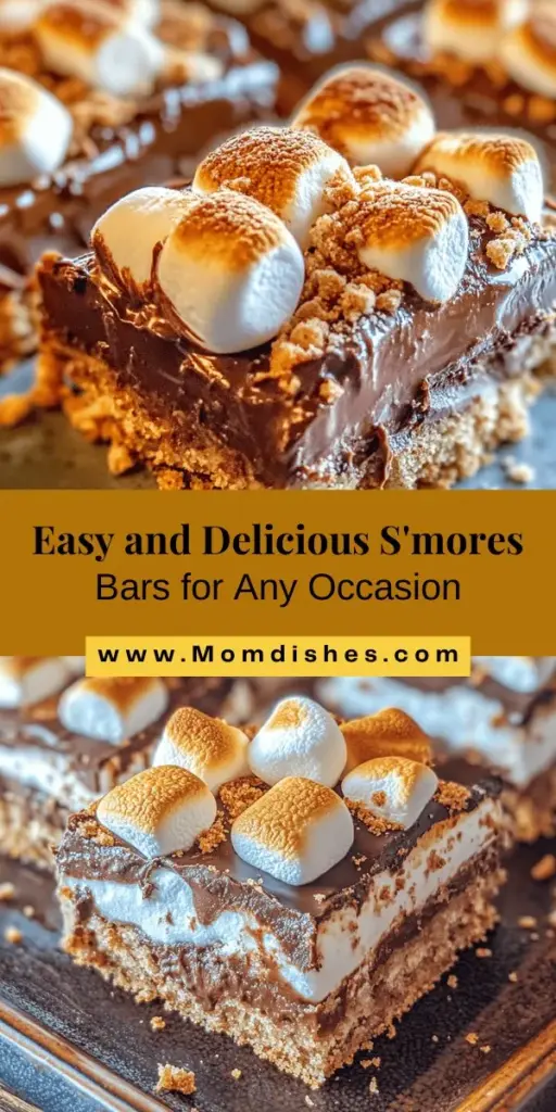 Indulge in the deliciousness of S'mores Bars Delight, a modern take on the classic campfire treat! With layers of gooey marshmallows, rich chocolate, and a buttery graham cracker crust, these bars are perfect for any occasion. Easy to make and irresistibly tasty, they’ll become a family favorite in no time. Bake a batch and share the joy! #SmoresBars #DessertRecipe #Baking #SweetTreats #CookWithKids #EasyRecipes #ChocolateLovers #FamilyFun