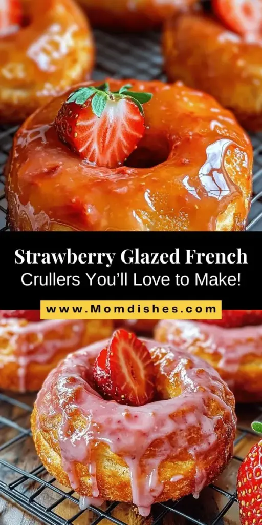 Indulge in a delightful culinary adventure with Strawberry Glazed French Crullers! These airy pastries feature a crispy exterior and a soft, fluffy inside, topped with a luscious strawberry glaze that brings a burst of fruity flavor. Perfect for brunch or dessert, these homemade treats are a crowd-pleaser and a joy to create from scratch. Elevate your baking skills and delight your guests with this sweet twist on a classic favorite. #FrenchCrullers #Baking #SweetTreats #Desserts #Homemade #Foodie