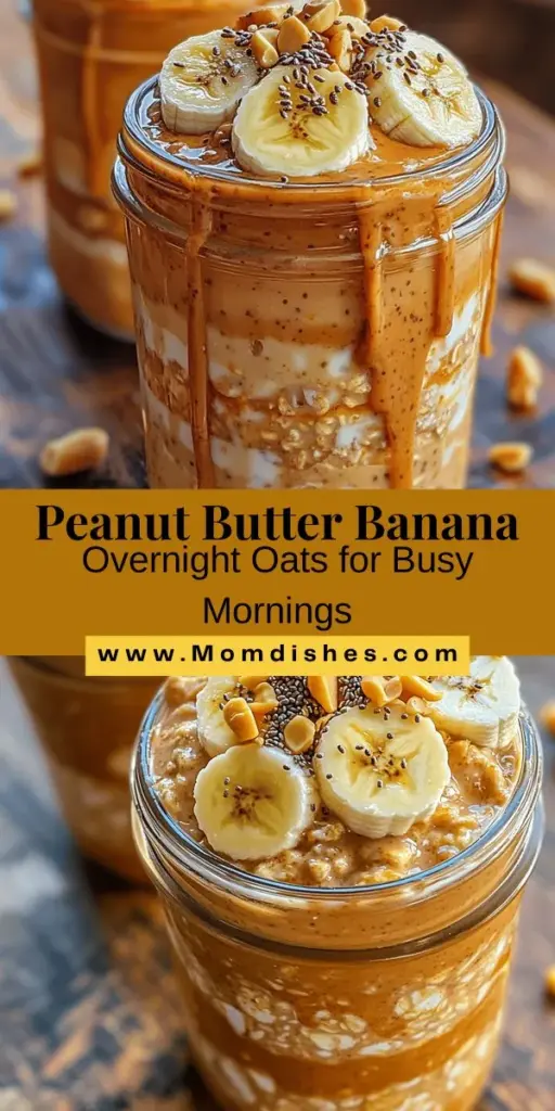 Start your day off right with Peanut Butter Banana Bliss Overnight Oats! This simple and nutritious breakfast combines creamy peanut butter, ripe bananas, and rolled oats for a deliciously satisfying meal. Perfect for busy mornings, just prep it the night before and enjoy a wholesome breakfast that's full of flavor and health benefits. Customize it to fit your taste, and elevate it with toppings like nuts or berries. #OvernightOats #PeanutButterBanana #HealthyBreakfast #MealPrep #NutritiousAndDelicious