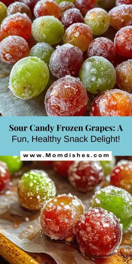 Looking for a fun and healthy snack? Try Sour Candy Frozen Grapes! These delicious bites combine the sweetness of grapes with a tangy twist, making them the perfect treat for summer days or movie nights. Easy to make, simply coat grapes in a sour mixture, freeze, and enjoy! Packed with antioxidants and vitamins, they're guilt-free indulgence. Experiment with different types of grapes or other fruits for a tasty variation. #HealthySnacks #FrozenTreats #SourCandyGrapes #EasyRecipes #FruitSnacks #HealthyEating