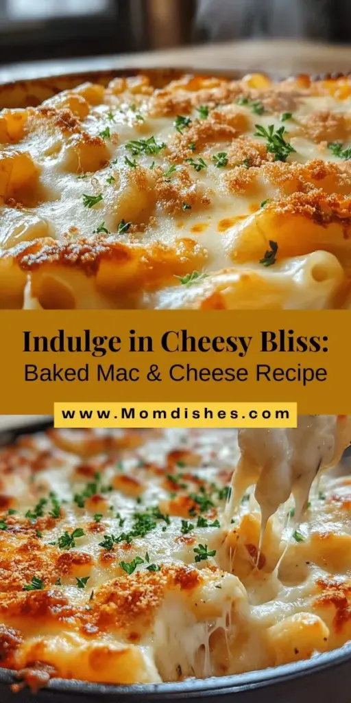 Indulge in the ultimate comfort food with our Cheesy Bliss Baked Mac & Cheese. This creamy, homemade dish combines sharp cheddar and mozzarella for a rich, flavorful experience. Perfect for cozy nights or holiday gatherings, it's easy to customize with veggies or proteins for a personal touch. Serve it hot with a crunchy topping for that extra bite. Dive into deliciousness today! #MacAndCheese #ComfortFood #BakedMacAndCheese #HomemadeRecipes #CheesyGoodness #FoodieDelight