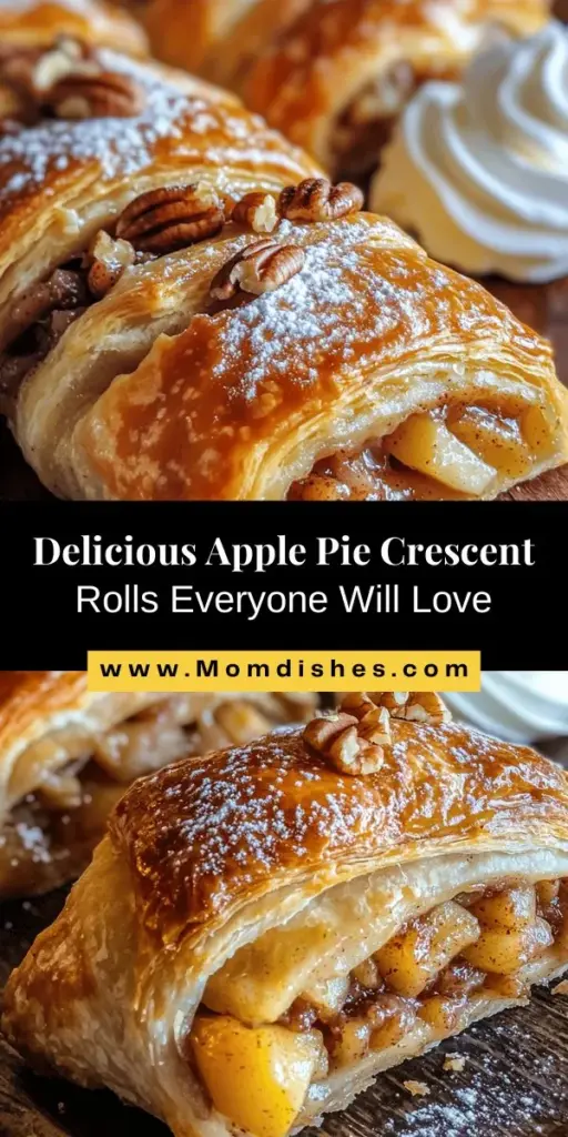 Indulge in a deliciously easy dessert with these Apple Pie Crescent Rolls! Combining the classic flavor of apple pie with flaky crescent dough, this recipe is perfect for gatherings or a cozy night in. Filled with sweet, spiced apples and topped with a golden, sugary crust, these treats will impress everyone. Perfect for bakers of all levels, you can easily customize the filling and toppings. Get ready to savor every bite! #ApplePie #Desserts #Baking #CrescentRolls #Yum #ComfortFood