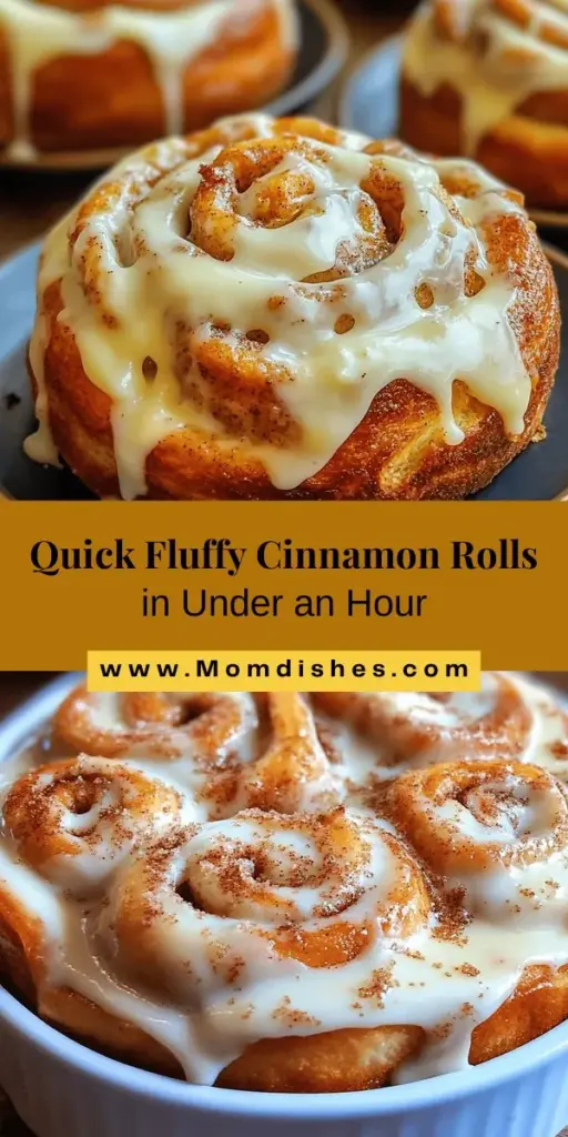 Discover the joy of baking with this Quick & Fluffy Cinnamon Rolls recipe! In less than an hour, you can create delicious rolls filled with buttery dough, sweet cinnamon, and topped with creamy frosting. Perfect for breakfast or a sweet treat, these rolls are easy to make and sure to impress anyone. Dive into the baking process with our step-by-step guide and enjoy the warm aroma filling your kitchen! #CinnamonRolls #Baking #HomemadeTreats #SweetTooth #EasyRecipes #ComfortFood