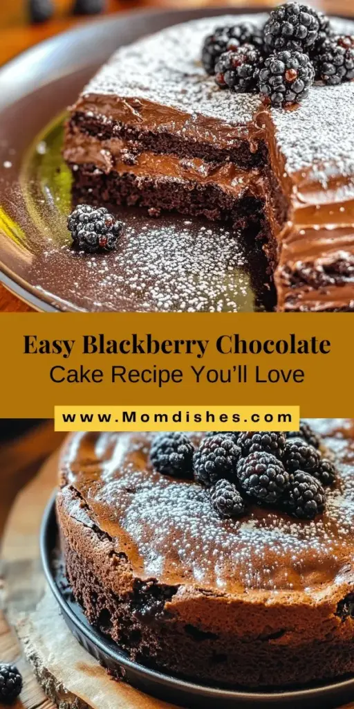 Indulge in the decadent flavors of Blackberry Chocolate Cake! This easy and delicious dessert combines rich chocolate with the tartness of fresh blackberries, creating a perfect balance. Perfect for any occasion, this cake is simple to make and sure to impress your guests. Serve it with whipped cream or ice cream for an extra touch! Follow our step-by-step guide to bake your own masterpiece. #BlackberryChocolateCake #Baking #Dessert #EasyRecipes #SweetTreats #CakeLovers #ChocolateLovers