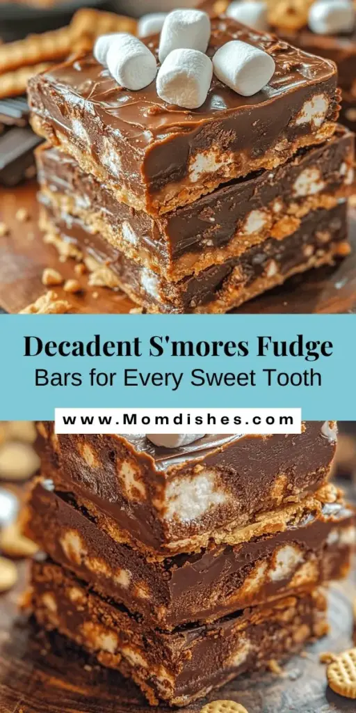 Indulge in the rich and gooey delight of S'mores Fudge Bars—your new go-to dessert for any occasion! These easy-to-make bars combine a buttery graham cracker crust, a luscious chocolate fudge layer, and topped with fluffy mini marshmallows. Perfect for picnics, parties, or a cozy movie night, they deliver all the classic campfire flavors in a convenient form. Use this recipe to create a nostalgic treat that everyone will love! #SmoreFudgeBars #DessertRecipe #SweetTreats #BakingFun #ChocoLovers