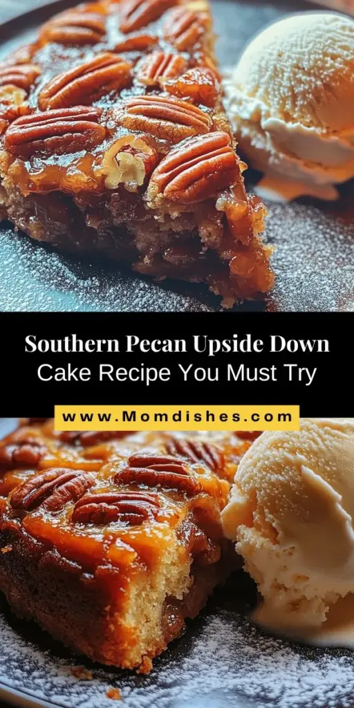 Get ready to indulge in the rich flavors of Southern hospitality with this delightful Pecan Upside Down Cake! This step-by-step recipe guides you in creating a moist, buttery cake topped with caramelized pecans that will transport you back to family gatherings and celebrations. Perfect for any occasion, this dessert is a true testament to Southern charm. Try it today and savor every bite! #PecanUpsideDownCake #SouthernDesserts #BakingFromScratch #ComfortFood #RecipeOfTheDay #HomemadeTreats