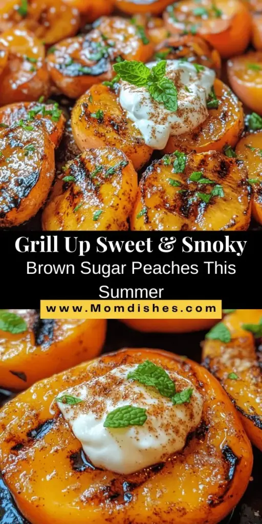 Savor the taste of summer with these Sweet & Smoky Brown Sugar Grilled Peaches! This delightful dessert pairs the juicy sweetness of ripe peaches with a rich, caramelized brown sugar glaze. Perfect for outdoor gatherings, these grilled peaches can be served on their own or topped with creamy Greek yogurt for an indulgent touch. Explore this easy recipe that turns simple fruits into a stunning treat. #GrilledPeaches #SummerDesserts #BBQRecipes #FreshFruit #HealthyLiving