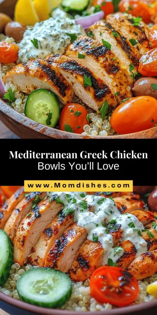 Discover the vibrant flavors of Greek Chicken Bowls with Tzatziki Sauce! This Mediterranean delight features marinated grilled chicken, fresh veggies, and a creamy tzatziki over quinoa or rice. Perfect for a nutritious dinner or meal prep, these bowls are both delicious and healthy. Dive into the cultural significance and health benefits that make this dish a must-try! #GreekChickenBowls #Tzatziki #MediterraneanDiet #HealthyEating #MealPrepIdeas #Foodie