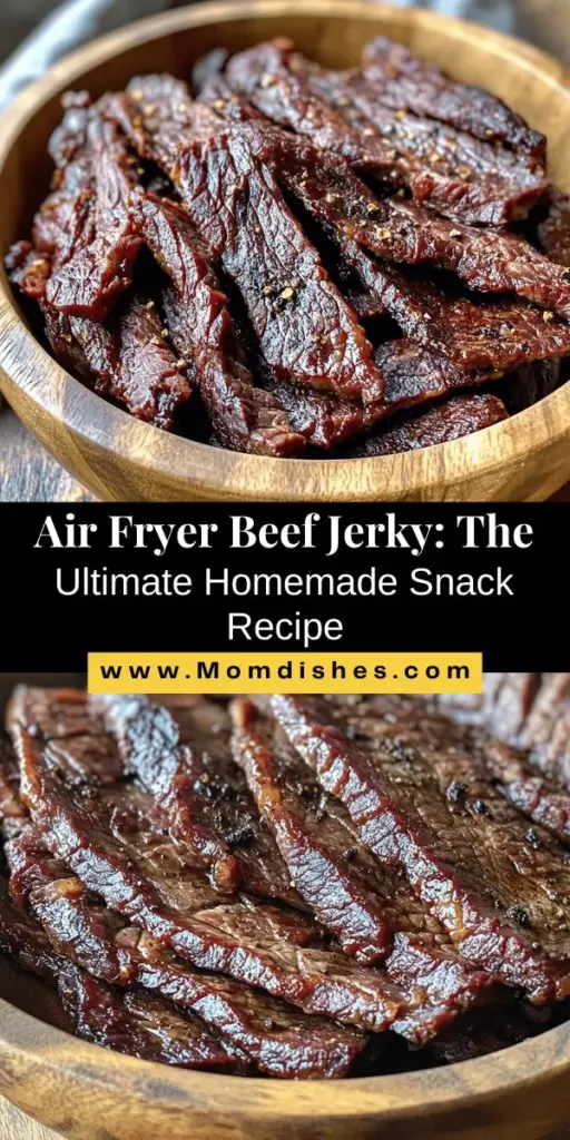 Elevate your snacking game with the Ultimate Air Fryer Beef Jerky Recipe! This easy homemade treat is perfect for outdoor adventures or cozy nights at home. Discover how to select the best cuts of beef, whip up a flavorful marinade, and air fry to perfection for a chewy, savory snack you can customize. Whether you like it sweet, smoky, or spicy, this recipe allows you to create your ideal jerky. Get ready for deliciousness! #BeefJerky #AirFryerRecipes #HomemadeSnacks #HealthyEating #JerkyLovers #SnackIdeas