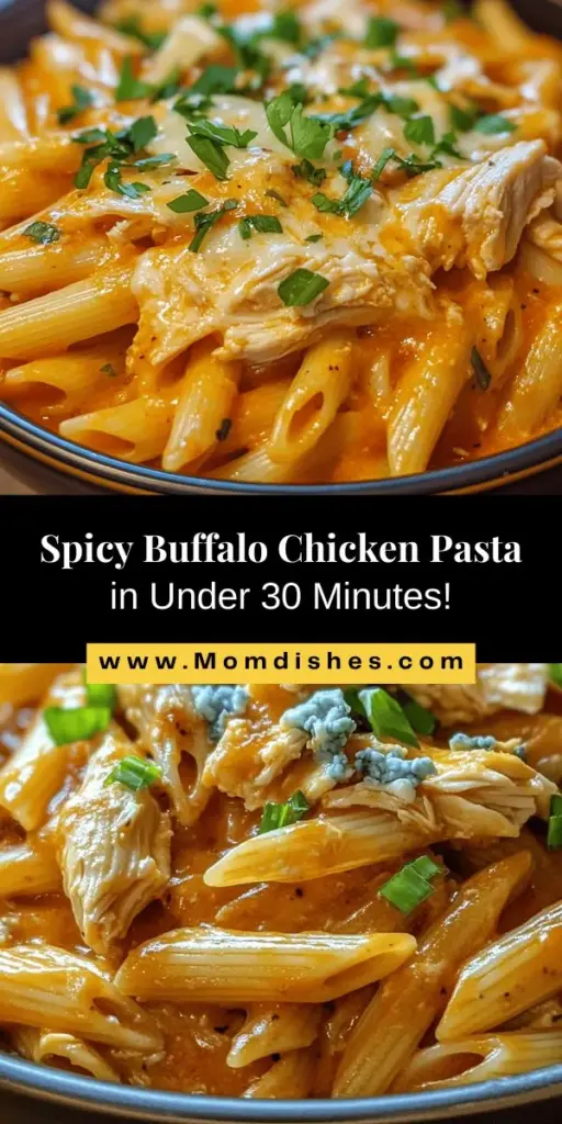 Discover the ultimate comfort food with this Spicy Buffalo Chicken Pasta! Combining the classic flavors of Buffalo wings with creamy pasta, it’s the perfect dish for busy weeknights or casual gatherings. Ready in under 30 minutes and customizable to your spice preference, this hearty meal is sure to impress. Serve it up for potlucks or family dinners, and enjoy its rich, spicy goodness. #BuffaloChickenPasta #ComfortFood #QuickRecipes #DinnerIdeas #PastaLovers