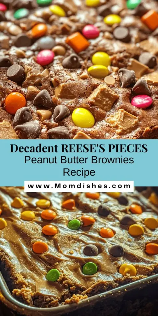 Indulge in the ultimate dessert experience with Chewy REESE'S PIECES Peanut Butter Brownies! This recipe combines rich, fudgy chocolate brownies with creamy peanut butter and crunchy REESE'S PIECES, creating a treat that's irresistible and visually stunning. Perfect for celebrations or satisfying your sweet tooth, these brownies are sure to impress loved ones. Get ready to bake and enjoy a delightful flavor explosion! #Brownies #Dessert #Baking #Yummy #PeanutButter #REESPIECES