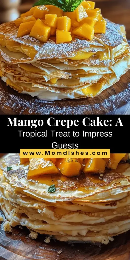 Indulge in the tropical goodness of our Mango Crepe Cake! This stunning dessert features delicate layers of thin crepes filled with sweet, luscious mangoes, bringing a taste of sunshine to your table. Perfect for celebrations or a delightful treat for yourself, this cake combines the elegance of French pastry with vibrant tropical flavors. Discover the joys of layering and impress your guests with this eye-catching creation! #MangoCrepeCake #TropicalDesserts #Baking #DessertRecipes #CrepeCake