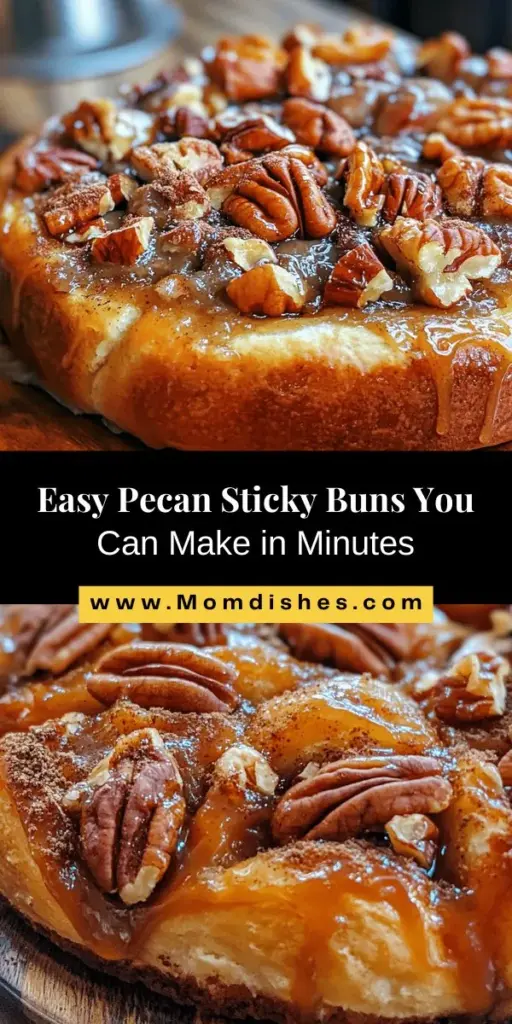 Indulge in the irresistible goodness of Easy Pecan Sticky Buns! This simple recipe pairs buttery pastry with a sweet, gooey caramel sauce and crunchy toasted pecans, making it the perfect treat for brunch or dessert. Using refrigerated pizza dough cuts down on prep time, ensuring even novice bakers can create these delightful buns with ease. Impress your family and friends with this comforting, delicious dessert that fills your home with a heavenly aroma. #PecanStickyBuns #Baking #BrunchTreats #DessertRecipes #EasyRecipes #SweetTooth