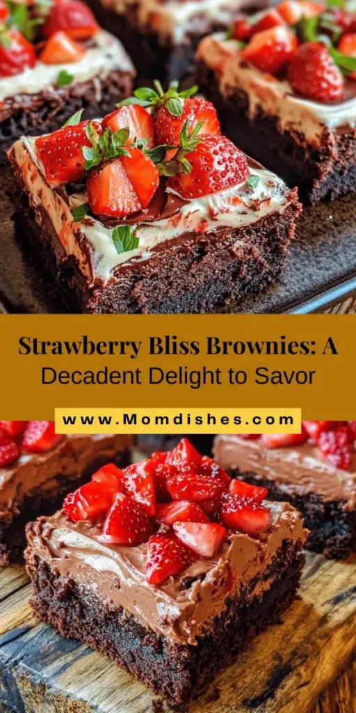 Indulge in the delightful Strawberry Bliss Brownies, where rich chocolate meets fresh strawberries for a truly irresistible dessert. This easy recipe combines fudgy brownies with a creamy strawberry frosting, creating a sweet treat perfect for any occasion. Elevate your baking game and share this delicious twist on a classic favorite with family and friends. Bake your way to happiness! #StrawberryBrownies #Baking #DessertIdeas #ChocolateLovers #YummyTreats #BakingJoy