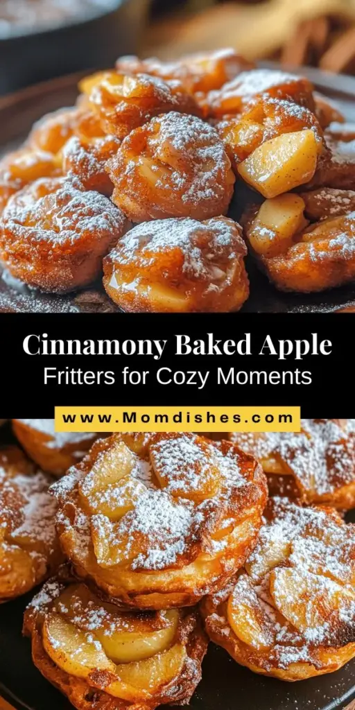 Discover the warm, comforting delight of cinnamony baked apple fritters! These tender treats combine the rich flavors of tart and sweet apples, aromatic spices, and a light, fluffy batter, all baked to golden perfection. Perfect for breakfast, brunch, or a sweet snack, they can be enjoyed fresh from the oven or with a delicious glaze. Bring the cozy tastes of fall to your kitchen and impress your family and friends with this easy recipe! #AppleFritters #Baking #ComfortFood #FallTreats #CinnamonLove #HomemadeGoodness #SweetSnacks