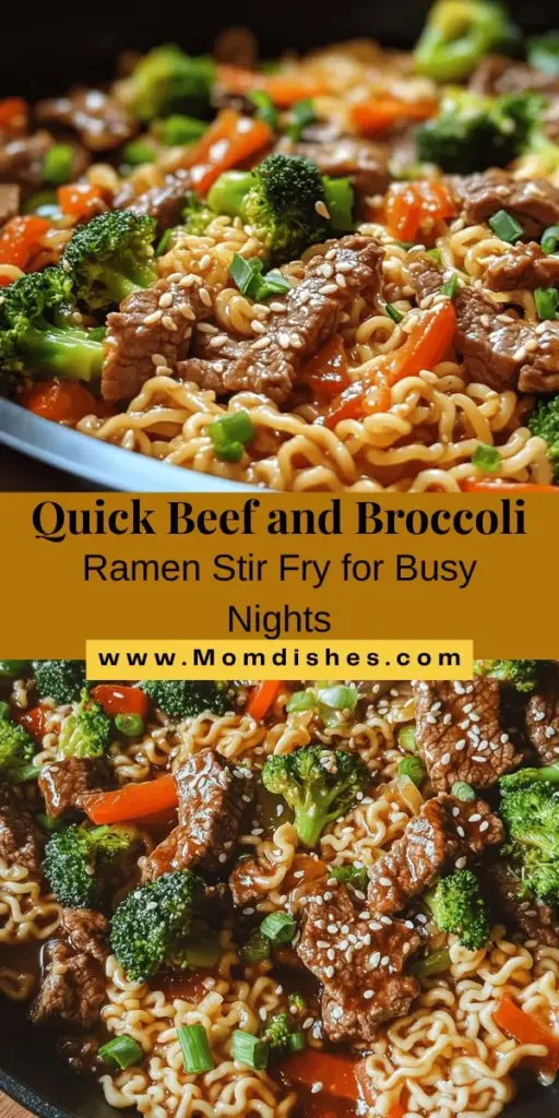 Discover the perfect weeknight meal with Savory Beef and Broccoli Ramen Stir Fry! This delicious dish combines tender flank steak, vibrant broccoli, and chewy ramen noodles, all ready in just 30 minutes. Packed with nutrients and flavor, it's a great option for busy families wanting a healthy and satisfying dinner. Try it tonight and enjoy a delightful fusion of culinary traditions! #BeefAndBroccoli #RamenStirFry #HealthyDinner #QuickMeals #Foodie #WeeknightRecipe #ComfortFood