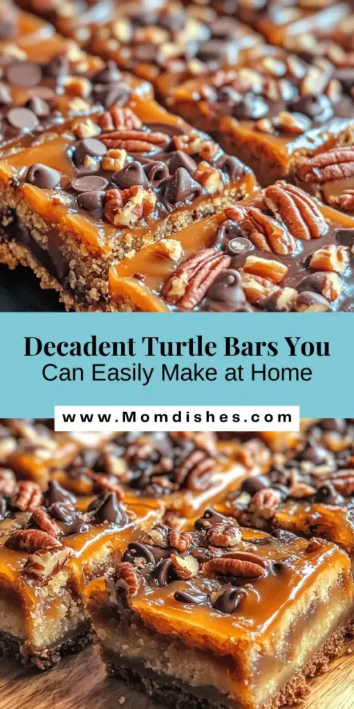 Indulge in the irresistible goodness of homemade turtle bars with this easy recipe! Featuring layers of rich chocolate, gooey caramel, and crunchy pecans atop a graham cracker crust, these decadent treats are perfect for any occasion. Whether you're a novice baker or a pro, this guide will help you create a dessert that delights everyone. Share the joy of baking and enjoy these delicious bars! #TurtleBars #DessertRecipes #BakingAtHome #SweetTreats #HomemadeDesserts