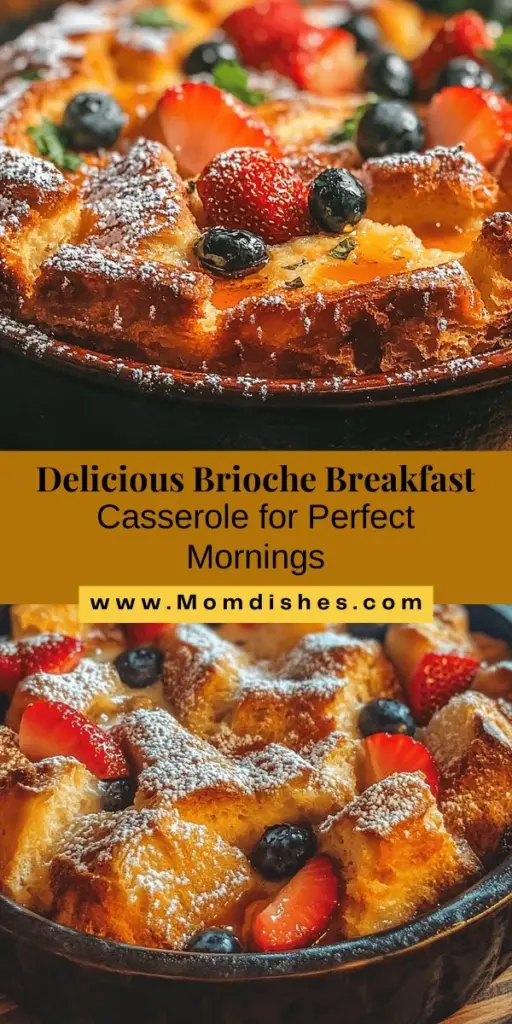 Start your day with a burst of flavor with this Sweet Morning Delight: a delectable brioche breakfast casserole! Perfect for brunch with friends or a cozy family breakfast, this dish layers rich custard-soaked brioche with fresh strawberries and blueberries for an irresistible treat. Easy to prepare ahead of time, it allows you to savor each bite while spending time with loved ones. Try it out for a breakfast worth savoring! #BreakfastCasserole #Brioche #Brunch #SweetTreats #ComfortFood #EasyRecipes #MorningDelight