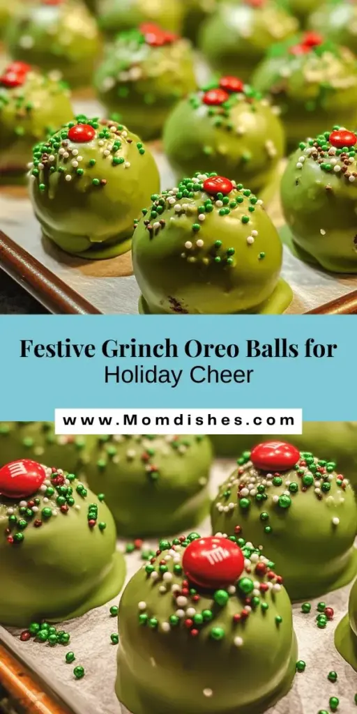 Get ready to spread some holiday cheer with Grinch Oreo Balls! These festive treats are easy to make and perfect for gatherings, cookie exchanges, or cozy nights at home. With a delightful green coating and rich Oreo filling, they bring a touch of whimsy to any celebration. Involve the whole family in making these sweet bites that are as fun to create as they are to eat. Embrace the joy of baking this holiday season! #GrinchOreoBalls #HolidayBaking #FestiveTreats #FamilyFun #ChristmasDesserts