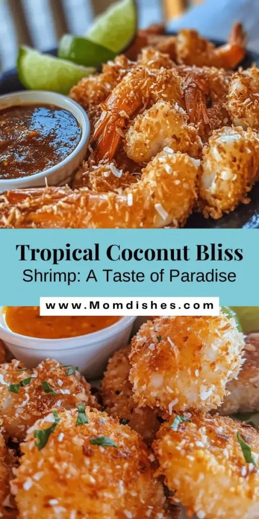 Indulge in a taste of paradise with Tropical Coconut Bliss Shrimp! This scrumptious dish features succulent, crispy shrimp coated in a delightful coconut mix, taking your taste buds on a tropical getaway. Perfect for both casual dinners and elegant gatherings, it's quick to prepare and bursting with vibrant flavors. Serve with fresh lime and sweet chili sauce for the ultimate treat. Elevate your meals with this easy, impressive recipe! #CoconutShrimp #TropicalFlavors #SeafoodRecipes #YummyEats #QuickDinnerRecipes #RecipeInspiration #CookingAtHome #Foodie