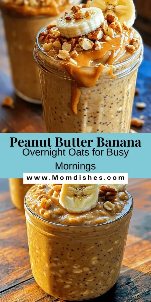 Start your mornings right with Peanut Butter Banana Bliss Overnight Oats! This easy, delicious recipe combines the creamy richness of peanut butter, the natural sweetness of bananas, and the nutritious goodness of rolled oats. Perfect for busy schedules, these overnight oats can be prepped ahead and customized with your favorite toppings. Enjoy a balanced breakfast that keeps you energized and satisfied all morning long! #OvernightOats #HealthyBreakfast #MealPrep #PeanutButter #Banana #NutritiousEating #QuickRecipes