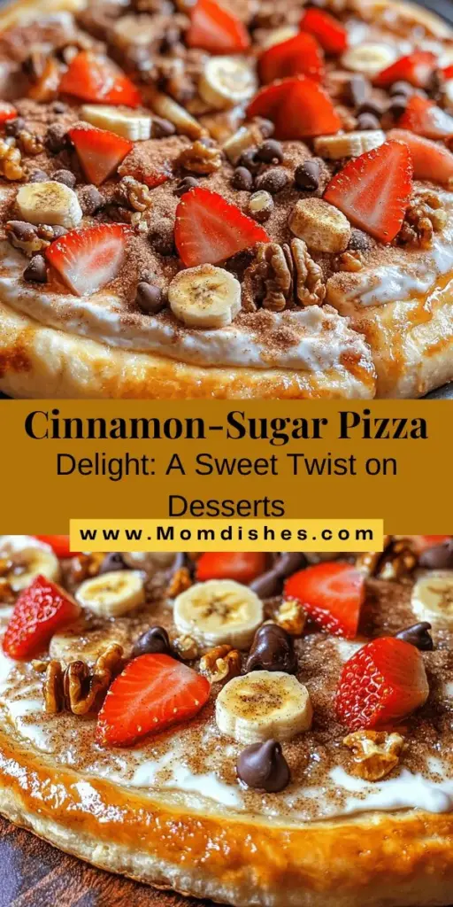 Indulge in the sweet and cozy flavors of Cinnamon-Sugar Pizza Delight, a unique dessert that transforms your traditional pizza into a delightful treat! With a flaky crescent roll base, a warm cinnamon-sugar topping, and creamy cream cheese frosting, this easy-to-make dessert is perfect for any occasion. Impress your friends and family with this visually stunning and delicious treat that takes just 25 minutes to prepare. Discover how to elevate your dessert game today! #CinnamonSugarPizza #DessertRecipe #BakingFun #SweetTreats #EasyRecipes #HomemadeDelight