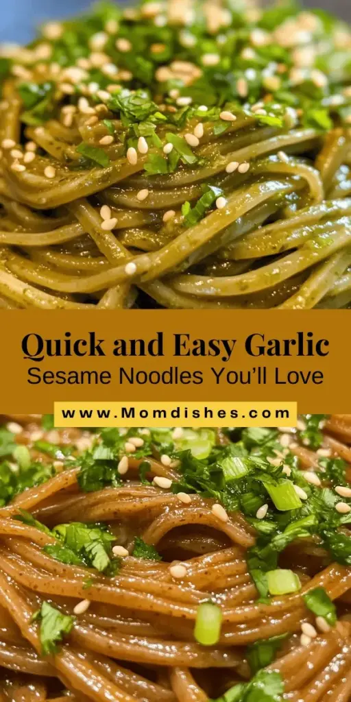 Discover the delicious world of Garlic Sesame Noodles, a quick and satisfying dish that pairs savory and nutty flavors with nutritious soba noodles. Perfect for busy evenings, this recipe is easy to make and customizable for any dietary need. With ingredients like garlic, ginger, and sesame, you’ll indulge in comfort food that’s healthy too! Try it out for a gourmet meal at home! #GarlicSesameNoodles #AsianCuisine #QuickMeals #HealthyEating #SobaNoodles #Foodie