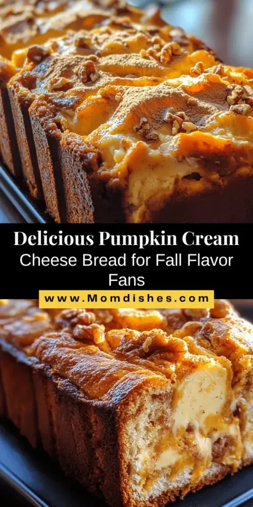 Embrace the flavors of fall with The Ultimate Pumpkin Cream Cheese Bread. This moist pumpkin loaf, filled with a rich cream cheese swirl, is perfect for breakfast, dessert, or snacks. Made with warm spices, pumpkin puree, and a touch of sweetness, it captures the essence of autumn in every bite. Impress your friends and family with this delicious treat that pairs perfectly with coffee or tea. Bake your way into the season! #PumpkinBread #FallBaking #PumpkinRecipes #SeasonalFavorites #ComfortFood #BakingInspiration