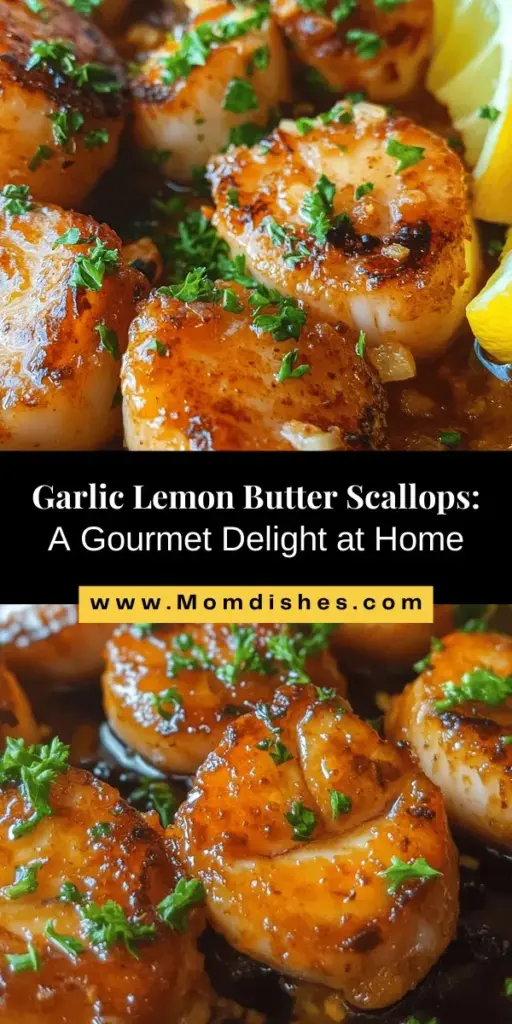 Elevate your dining experience with this delicious Garlic Lemon Butter Seared Scallops recipe! Perfectly seared scallops create a golden crust, paired with a rich, buttery sauce that brings out their sweet, briny flavor. This dish is not only elegant but also quick to prepare, making it ideal for impressing guests or treating yourself. Enjoy the delightful blend of garlic, lemon, and fresh herbs for a truly gourmet experience at home. #Scallops #Seafood #HealthyEating #GourmetCooking #DinnerInspiration #EasyRecipes