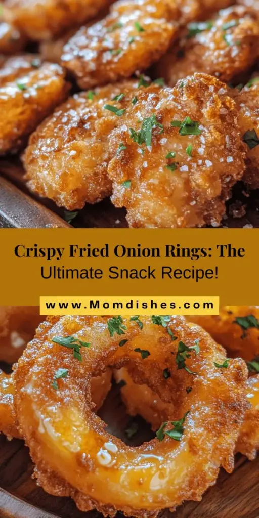 Discover the ultimate guide to crispy fried onion rings! Perfect for appetizers, movie nights, or as a delicious side to your favorite burger, these golden delights are a snack for every occasion. Learn how to achieve that perfect crunch with the right batter, frying techniques, and tips to enhance flavor. Get ready to impress family and friends with your homemade crispy onion rings! #OnionRings #SnackIdeas #FriedFood #HomeCooking #DeliciousRecipes #CrispySnacks