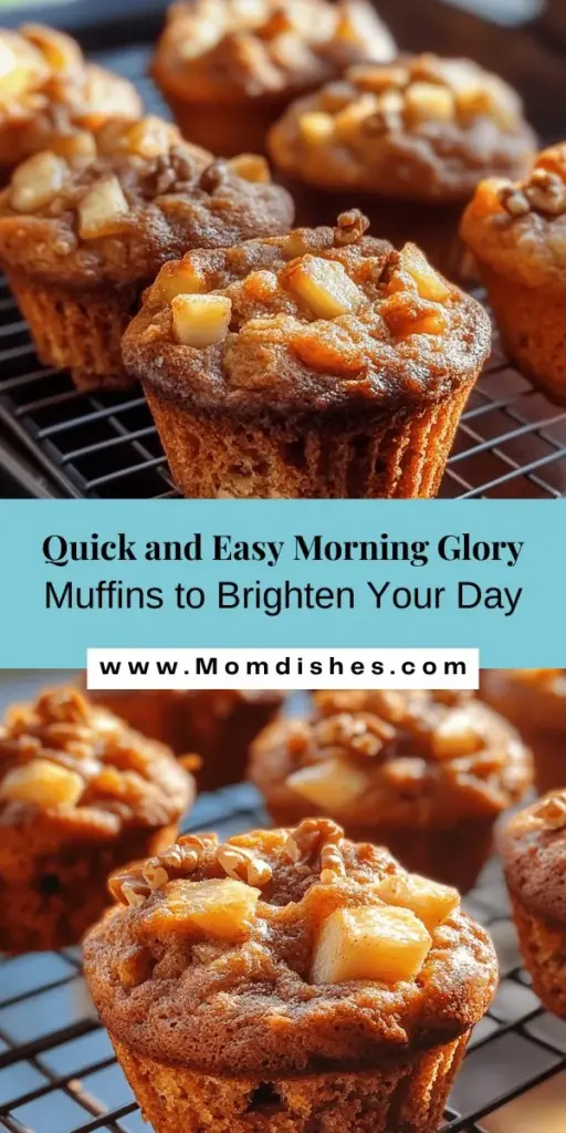 Start your day with a delicious boost of nutrition with these easy Morning Glory Muffins! Packed with shredded carrots, apples, and pineapple, they're a wholesome breakfast option that everyone will love. Perfect for busy mornings or leisurely brunches, these muffins are not only quick to make but also versatile to suit your dietary preferences. Bake a batch today for a tasty and healthy start! #MorningGloryMuffins #HealthyBreakfast #QuickRecipes #MealPrepIdeas #BakingLove #MuffinRecipes