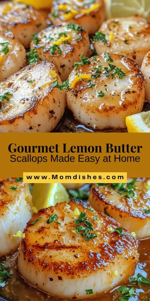 Elevate your dining experience at home with this delightful Lemon Butter Scallops recipe! Perfect for impressing guests or enjoying a cozy dinner, this dish combines fresh diver-caught scallops seared to perfection with the rich flavors of garlic and zesty lemon. Quick to prepare and visually stunning, it’s ideal for any occasion. Dive into gourmet cooking with this simple, yet flavorful dish! #Seafood #Scallops #GourmetCooking #LemonButter #EasyRecipes #DinnerIdeas #CookingAtHome