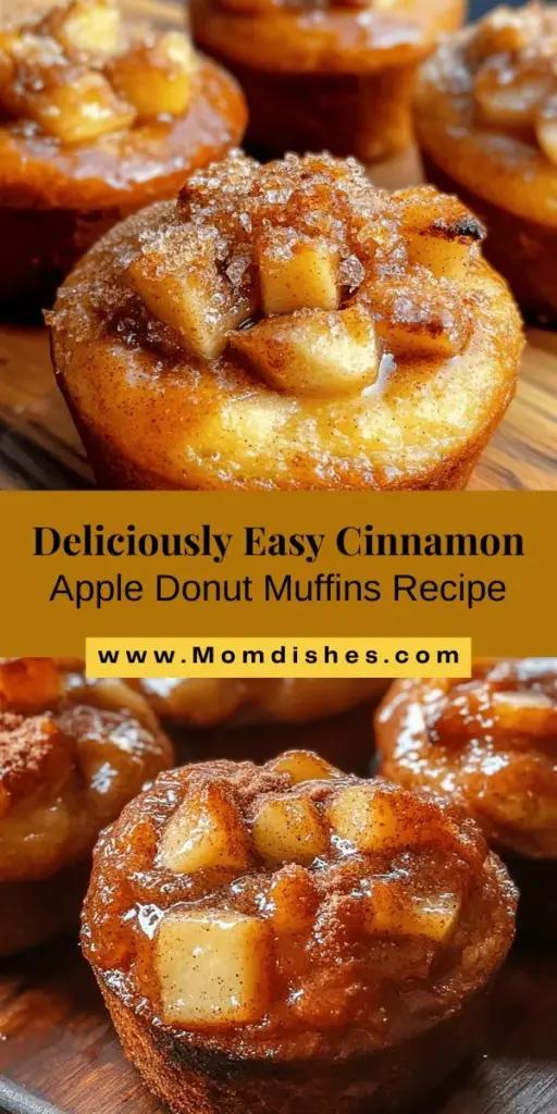 Looking for a quick and delightful treat to brighten your day? Try these Easy Cinnamon Apple Donut Muffins! With their fluffy texture and a perfect blend of sweet apples and warm cinnamon, they’re perfect for breakfast or a snack anytime. Enjoy them plain or topped with a sweet cinnamon sugar glaze. These muffins are not just easy to make but also customizable, allowing you to personalize them to your taste! #Baking #Muffins #Cinnamon #Apple #HomemadeTreats #SnackTime #DonutMuffins