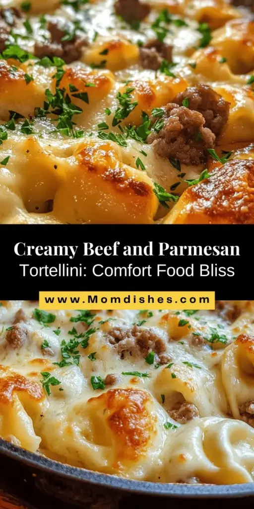 Indulge in the rich, comforting flavors of Creamy Beef & Parmesan Tortellini, the perfect dish for family dinners or cozy nights in. This hearty meal combines tender cheese-filled tortellini with a savory beef and creamy Parmesan sauce, creating a satisfying experience in every bite. Easy to make and delicious, it's a staple for any home cook. Try it tonight and savor the joy of togetherness! #ComfortFood #PastaRecipes #Tortellini #HomeCooking #YummyFood